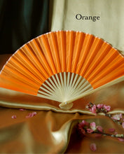 Load image into Gallery viewer, Hand Fan, silk &amp; bamboo (folding), solid color
