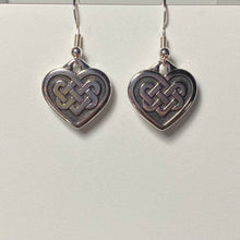 Load image into Gallery viewer, Silvertone Celtic knotwork heart earrings (medium)
