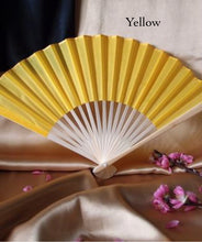 Load image into Gallery viewer, Hand Fan, silk &amp; bamboo (folding), solid color
