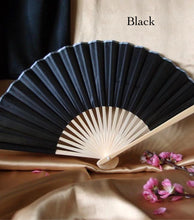 Load image into Gallery viewer, Hand Fan, silk &amp; bamboo (folding), solid color
