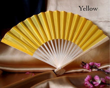 Load image into Gallery viewer, Hand Fan, silk &amp; bamboo (folding), solid color
