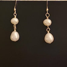 Load image into Gallery viewer, Freshwater pearl teardrop earrings in sterling silver or 14k gold-filled
