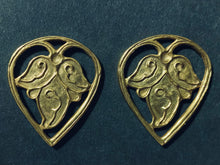 Load image into Gallery viewer, Foliate Heart Medieval Spanish vintage Metropolitan Museum of Art goldtone pierced earrings
