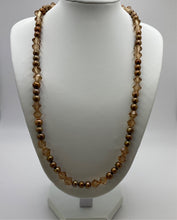 Load image into Gallery viewer, Bronze freshwater pearl and crystal necklace
