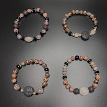 Load image into Gallery viewer, Diffuser bracelet: rhodonite/ rose quartz / onyx and lava rock
