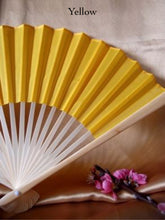 Load image into Gallery viewer, Hand Fan, silk &amp; bamboo (folding), solid color
