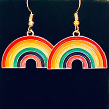 Load image into Gallery viewer, Cute rainbow earrings in goldtone and enamel
