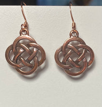 Load image into Gallery viewer, Copper plated round open Celtic knot earrings
