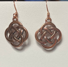 Load image into Gallery viewer, Copper plated round open Celtic knot earrings
