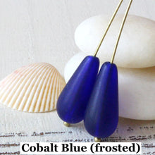 Load image into Gallery viewer, Cat Earrings: silvertone and Czech glass teardrop cat earrings in a rainbow of colors
