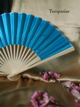 Load image into Gallery viewer, Hand Fan, silk &amp; bamboo (folding), solid color
