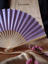 Load image into Gallery viewer, Hand Fan, silk &amp; bamboo (folding), solid color
