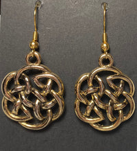 Load image into Gallery viewer, Goldtone large round open Celtic knot earrings
