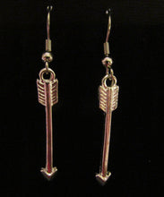 Load image into Gallery viewer, Arrow earrings archery fan Cupid bow and arrow
