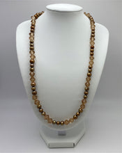 Load image into Gallery viewer, Bronze freshwater pearl and crystal necklace
