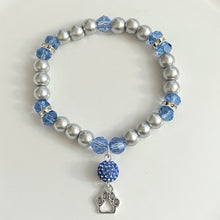 Load image into Gallery viewer, Helena Huskies sports fan glass pearl and crystal bracelet (choice of style)
