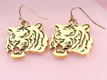 Load image into Gallery viewer, Auburn Tigers earrings in goldtone w/ optional crystal beads; Auburn University, LSU or Clemson sports fan

