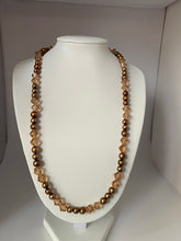 Load image into Gallery viewer, Bronze freshwater pearl and crystal necklace
