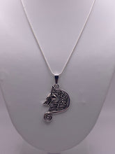 Load image into Gallery viewer, Celtic Wolf or Dog Celtic knotwork antique silvertone pendant
