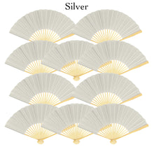 Load image into Gallery viewer, Hand Fan, silk &amp; bamboo (folding), solid color
