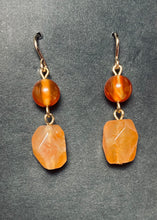 Load image into Gallery viewer, Carnelian and peach aventurine Roman reproduction gemstone earrings
