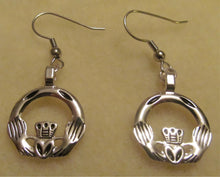 Load image into Gallery viewer, Irish claddagh earrings (shiny silver plated)
