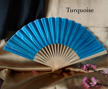 Load image into Gallery viewer, Hand Fan, silk &amp; bamboo (folding), solid color
