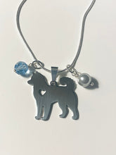 Load image into Gallery viewer, Helena Huskies school spirit dog lover pendant necklace in silvertone with choice of beads and smaller charms
