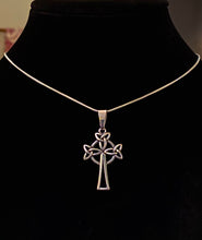 Load image into Gallery viewer, Celtic Trinity Triquetra Cross antique silvertone cross pendant
