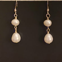 Load image into Gallery viewer, Freshwater pearl teardrop earrings in sterling silver or 14k gold-filled
