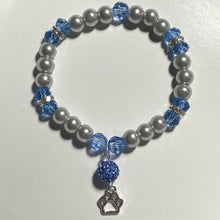 Load image into Gallery viewer, Helena Huskies sports fan glass pearl and crystal bracelet (choice of style)
