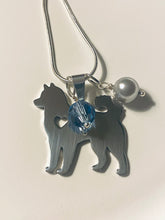 Load image into Gallery viewer, Helena Huskies school spirit dog lover pendant necklace in silvertone with choice of beads and smaller charms
