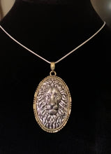 Load image into Gallery viewer, Leo, Lion of Judah, Aslan Chronicles of Narnia, King of the Jungle, Lion mascot, antique silvertone lion head pendant

