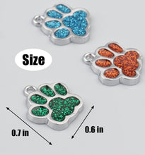 Load image into Gallery viewer, Paw print sports fan earrings: Tigers, Lions, Bulldogs, Wildcats, Huskies, Panthers, Jaguars: choice of team color with or without crystal bead.
