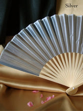 Load image into Gallery viewer, Hand Fan, silk &amp; bamboo (folding), solid color
