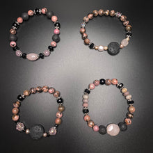 Load image into Gallery viewer, Diffuser bracelet: rhodonite/ rose quartz / onyx and lava rock
