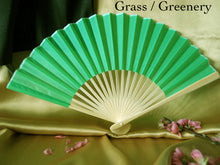 Load image into Gallery viewer, Hand Fan, silk &amp; bamboo (folding), solid color
