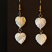 Load image into Gallery viewer, Caribbean Breezes: Natural carved shell or shell and freshwater pearl leaf earrings
