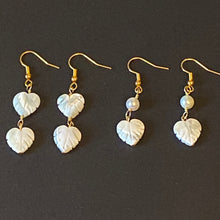 Load image into Gallery viewer, Caribbean Breezes: Natural carved shell or shell and freshwater pearl leaf earrings
