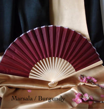 Load image into Gallery viewer, Hand Fan, silk &amp; bamboo (folding), solid color
