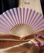 Load image into Gallery viewer, Hand Fan, silk &amp; bamboo (folding), solid color
