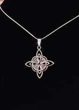 Load image into Gallery viewer, Celtic Star Triquetra Cross antique silvertone equal-armed knotwork cross pendant
