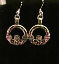 Load image into Gallery viewer, Irish claddagh earrings (shiny silver plated)
