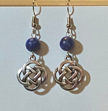 Load image into Gallery viewer, Silvertone round open Celtic knot earrings
