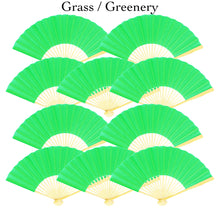 Load image into Gallery viewer, Hand Fan, silk &amp; bamboo (folding), solid color

