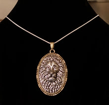 Load image into Gallery viewer, Leo, Lion of Judah, Aslan Chronicles of Narnia, King of the Jungle, Lion mascot, antique silvertone lion head pendant
