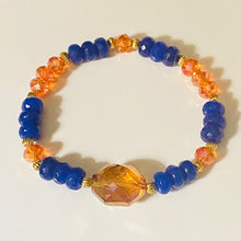 Load image into Gallery viewer, Auburn University sports fan blue and orange crystal bracelet
