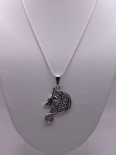 Load image into Gallery viewer, Celtic Wolf or Dog Celtic knotwork antique silvertone pendant
