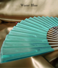 Load image into Gallery viewer, Hand Fan, silk &amp; bamboo (folding), solid color
