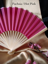 Load image into Gallery viewer, Hand Fan, silk &amp; bamboo (folding), solid color

